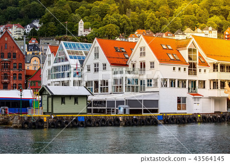 Bergen, Norway city center view with Bryggen Bergen, Norway city center view with Bryggen 43564145