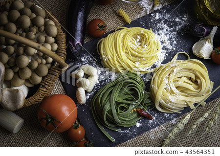 Raw pasta and vegetables Raw pasta and vegetables 43564351