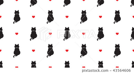 Cat vector seamless pattern heart icon kitten neko 43564606