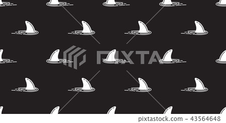 Shark Fin Seamless Pattern Vector Dolphin Isolated 插圖素材 圖庫