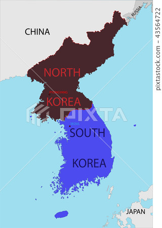 Map of South and North Korea with the borders Map of South and North Korea with the borders 43564722