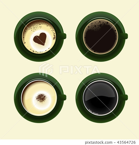 Four cups of coffee with americano latte espresso  43564726