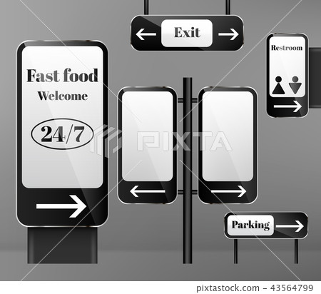 Vector set of street signposts, direction signs 43564799