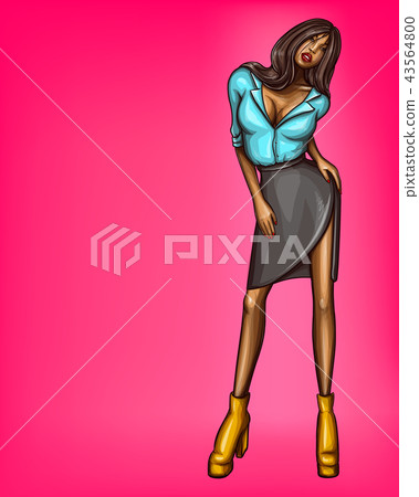 Vector pop art leggy mulatto girl model 43564800