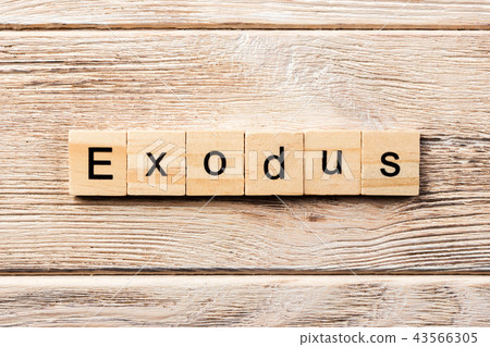 exodus word written on wood block 43566305