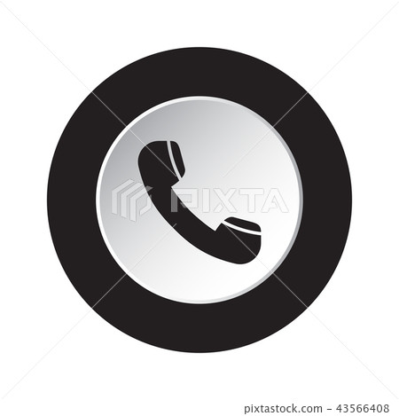 round black, white icon - old telephone handset 43566408