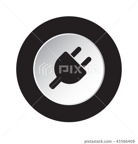 round black, white icon - electrical plug symbol round black, white icon - electrical plug symbol 43566409