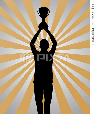 Young sport winner on gold silver background Young sport winner on gold silver background 43569153