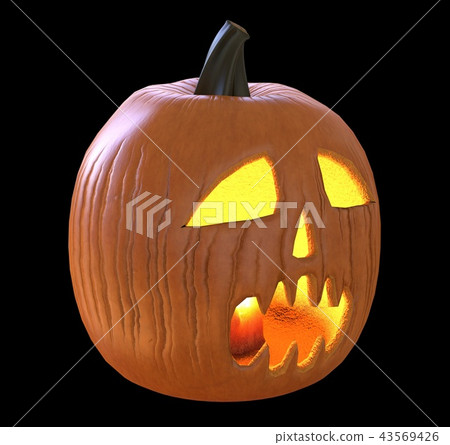 Jack O' Lantern Pumpkin isolated on black background 3D illustration 43569426
