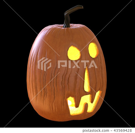 Jack O' Lantern Pumpkin isolated on black background 3D illustration Jack O' Lantern Pumpkin isolated on black background 3D illustration 43569428
