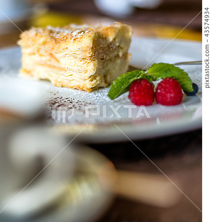 Defocus macro Layered cake Napoleon with berries 43574934