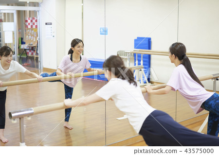 Ballet dance gym bar exercise woman Ballet dance gym bar exercise woman 43575000