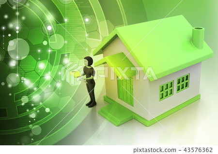 3d women with home and key 3d women with home and key 43576362