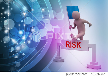 person jumping over word risk with flag person jumping over word risk with flag 43576364