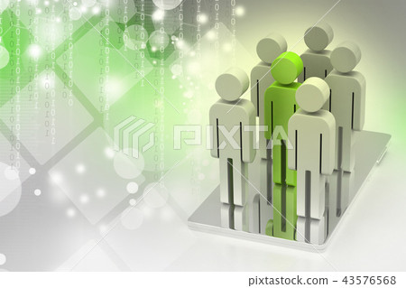 tablet pc computer with Business People 43576568