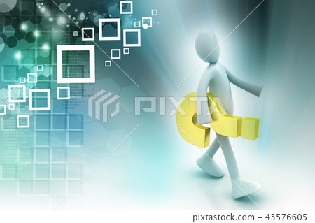 3d people carrying  the question mark 43576605