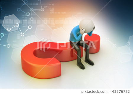 man sitting on a question mark. Business concept. 43576722