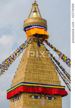 Boudhanath Stupa and prayer flags in Kathmandu 43578499