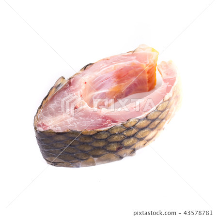 There is close-up of a fresh raw fish. 43578781