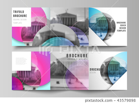 The minimal vector editable layout of two square format covers design templates for trifold square 43579898