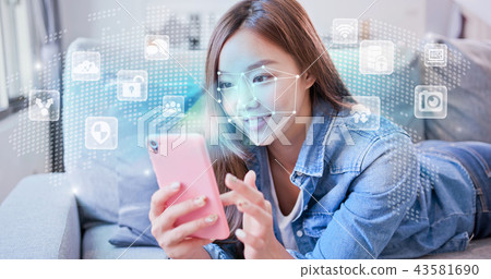 smart phone with facial recognition 43581690