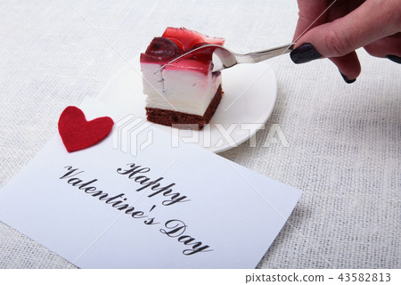 Slice of handmade cherry pie on a plate Slice of handmade cherry pie on a plate 43582813