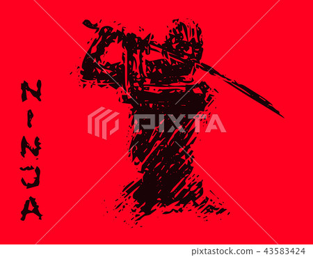 Ninja with sword preparing to attack. Vector Ninja with sword preparing to attack. Vector 43583424