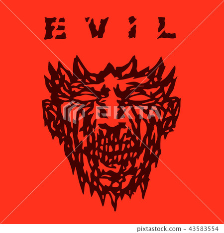 Evil monster face. Vector illustration. Evil monster face. Vector illustration. 43583554