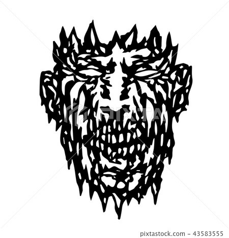 Evil monster face. Vector illustration. Evil monster face. Vector illustration. 43583555