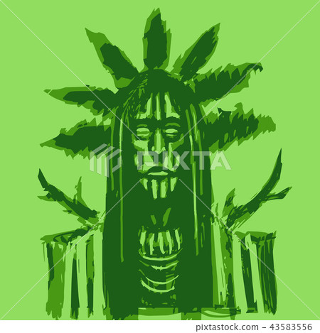 Serious chief of the Indian tribe. Vector 43583556