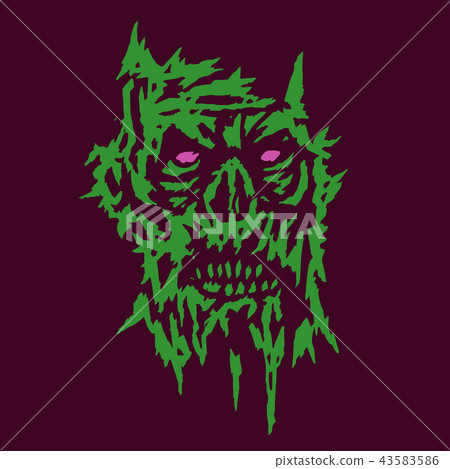 Horror monster green face of the darkness. Vector Horror monster green face of the darkness. Vector 43583586