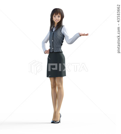 Business girl perming3DCG illustration material 43583662