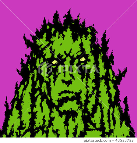 Stone human face with sharp thorns. Vector Stone human face with sharp thorns. Vector 43583782