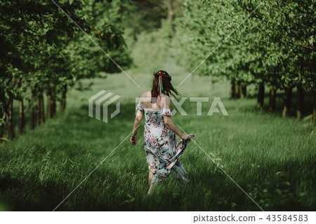 Slavic pregnant woman in the garden 43584583