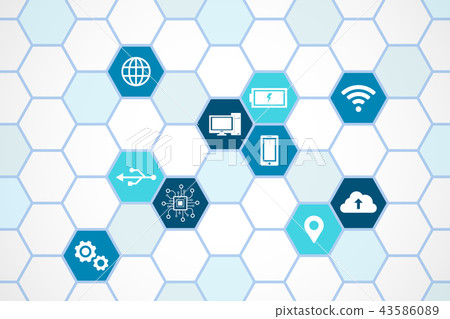 Technology icons , hexagon connection pattern - Stock Illustration ...