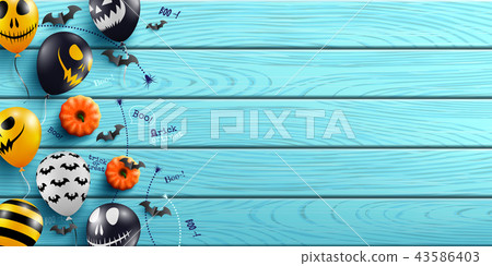 Halloween background with Halloween Ghost Balloons Halloween background with Halloween Ghost Balloons 43586403