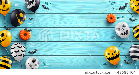 Halloween background with Halloween Ghost Balloons Halloween background with Halloween Ghost Balloons 43586404