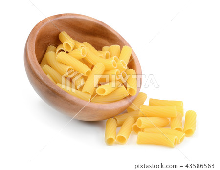 Pasta in wooden bowl isolated 43586563
