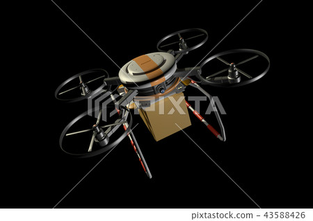 Drone delivery image (black background) 43588426