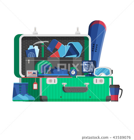 Winter Travel Suitcase Full of Things 43589076