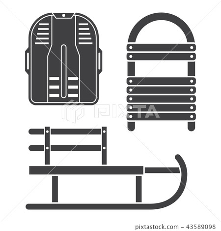 Winter Sleds Outline Icons Set Winter Sleds Outline Icons Set 43589098