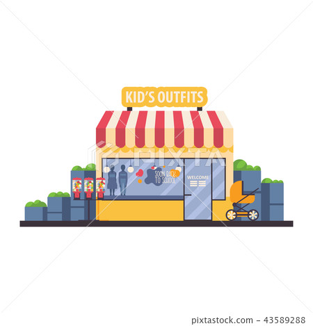 Kids fashion store front in flat style. Kids fashion store front in flat style. 43589288