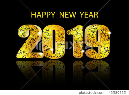 2019 New Year. A glossy voluminous inscription 2019 New Year. A glossy voluminous inscription 43589515