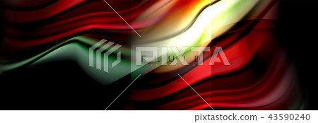 Rainbow fluid abstract shapes, liquid colors design, colorful marble or plastic wavy texture 43590240