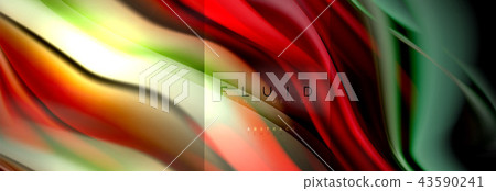 Rainbow fluid abstract shapes, liquid colors design, colorful marble or plastic wavy texture 43590241