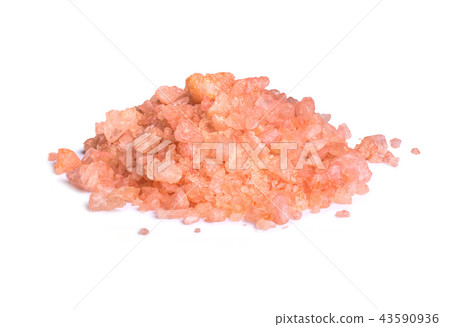 Pile of sea salt for bath isolated on white background Pile of sea salt for bath isolated on white background 43590936