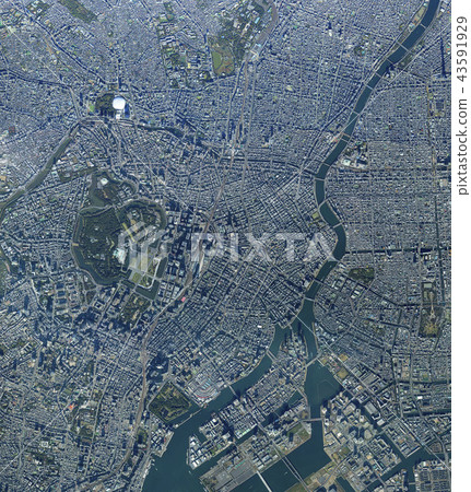 Tokyo downtown area panoramic view / Makoto Aerial view, urban scenery Tokyo downtown area panoramic view / Makoto Aerial view, urban scenery 43591929