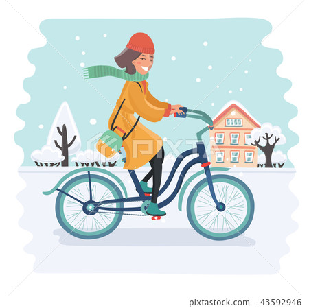 Smiling snow biker girl 43592946
