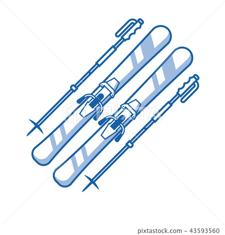 Line Skis and Poles Vector Icon - Stock Illustration [43593560] - PIXTA