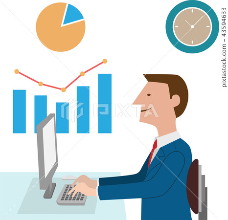 vector illustration of a working office man - Stock Illustration ...